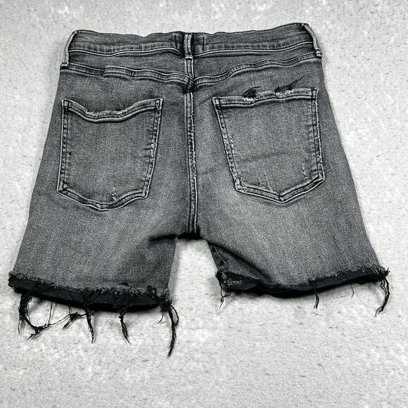 AGOLDE Jean Shorts Women’s 28 Light Denim High Rise Button Fly Cutoff Frayed - Picture 6 of 13